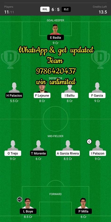 Rvl Vs Elc Dream11 Team Fantasy Prediction La Liga