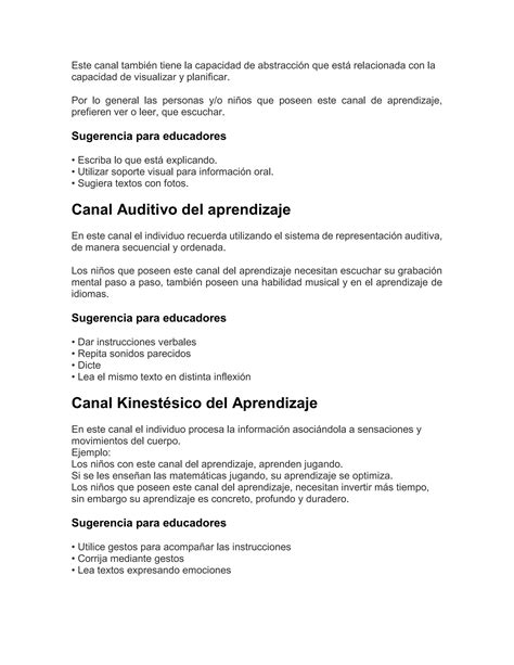 Canales De Aprendizaje Pdf