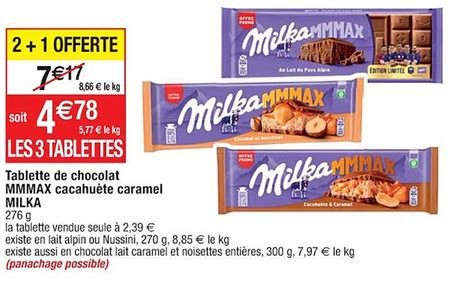 Promo Tablette De Chocolat Mmmax Cacahu Te Caramel Milka Chez Cora