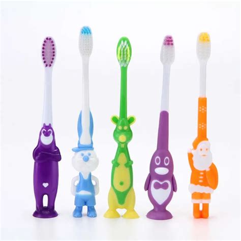 2 Pcs Cartoon Handle Children Toothbrushes Super Cute Animals Handle