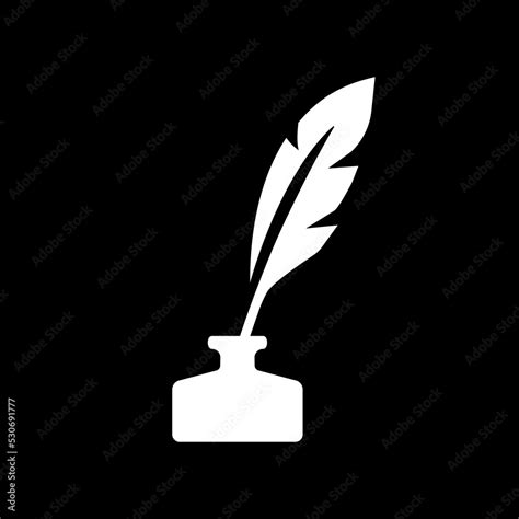 calligraphy feather pen and inkwell - silhouette icon Stock Vector ...