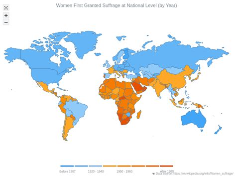 World Women Suffrage Map | Maps Choropleth