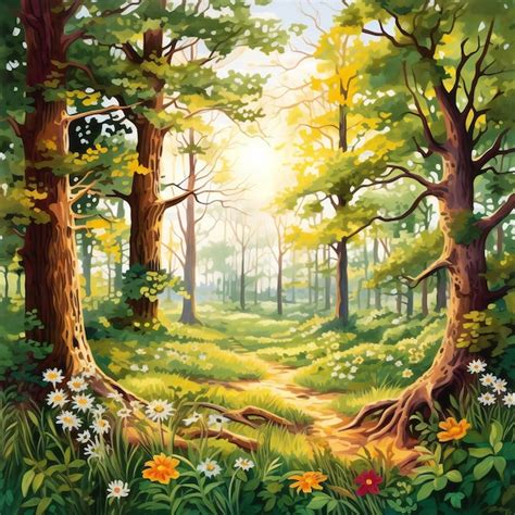 Premium Photo Beautiful Summer Forest Landscape With Sunbeams