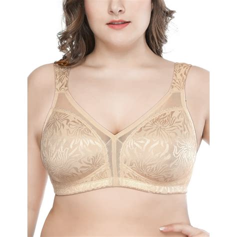 Deyllo Womens Non Padded Wireless Plus Size Full Coverage Minimizer Bra Nude 44ddd