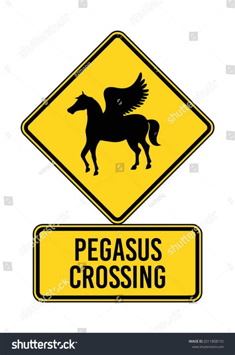 Pegasus Crossing Humorous Funny Road Traffic Stock Vector (Royalty Free ...