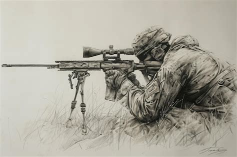 Dessin D Taill D Un Soldat Tenant Un Fusil Dessin D Un Tireur D Lite