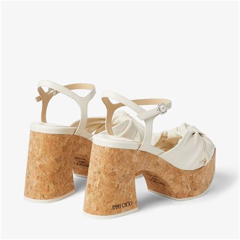 Heloise Wedge 95 Latte Nappa Leather Platform Sandals JIMMY CHOO