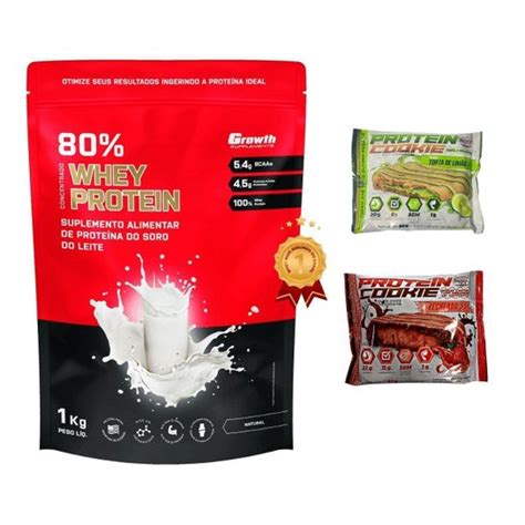 Whey Growth Proteína 80 Whey Protein 1kg Cookies Proteico