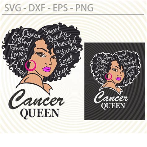 Cancer Afro Queen Zodiac Svg Black Girl Lady Woman Diva Birthday Svg Birthday Girl Svg