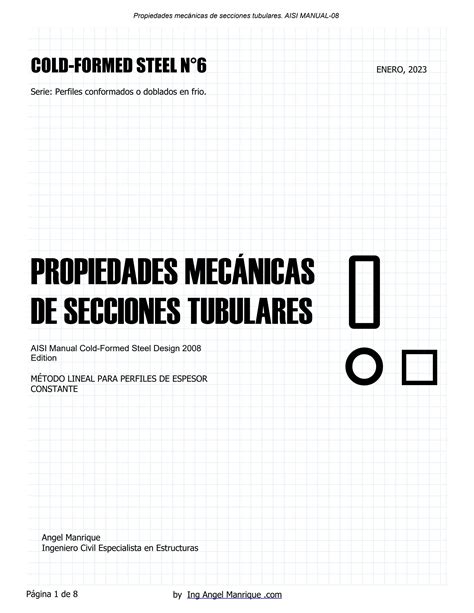 Cold Formed Steel N Propiedades Mec Nicas De Secciones Tubulares