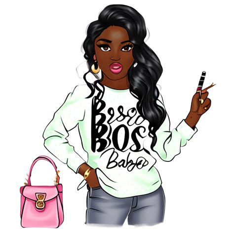 Black Girl Boss Babe Clipart · Creative Fabrica