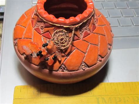 Small Mexican Style Pot Art Pottery Clay Pot Terracotta Etsy