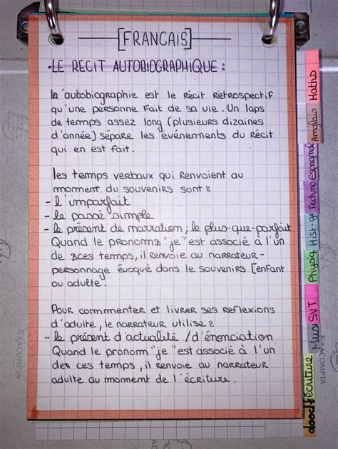 Fiche De R Vision Du R Cit Autobiographique Aesthetique Come Prendere