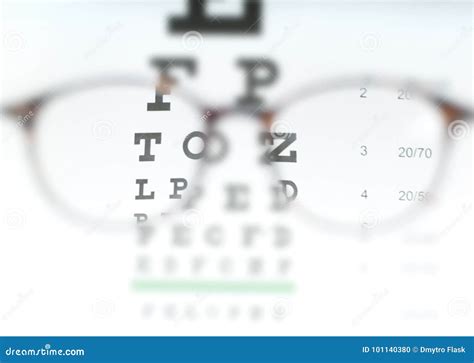 Eye Vision Test Chart Seen through Eye Glasses. Stock Photo - Image of blur, eyeglasses: 101140380