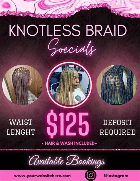 Braid Specialsknotless Braid Flyer Editable Flyer Instagram Etsy