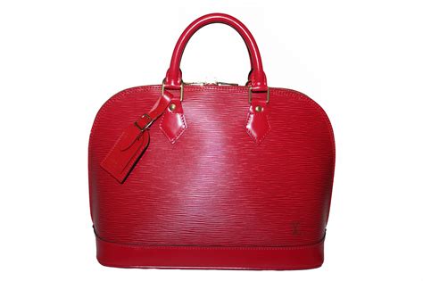 Authentic Louis Vuitton Red Epi Leather Alma Pm Hand Bag Paris