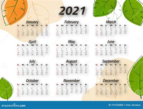 Creative Art Calendar 2021 12 Months Bright Design Flyer Brochure