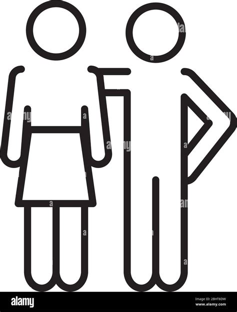 Pictogram Woman And Man Standing Over White Background Line Style