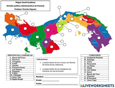 Mapa Provincias Comarcas Y Cabeceras De Panamá