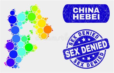 Spectral Mosaic Hebei Province Map And Grunge Sex Denied Stamp Seal