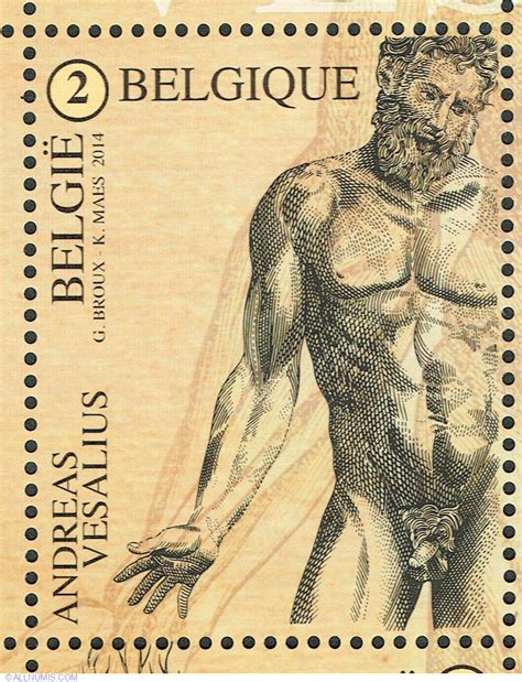 2 2014 Andreas Vesalius Male Nude Art Belgium Stamp 47720