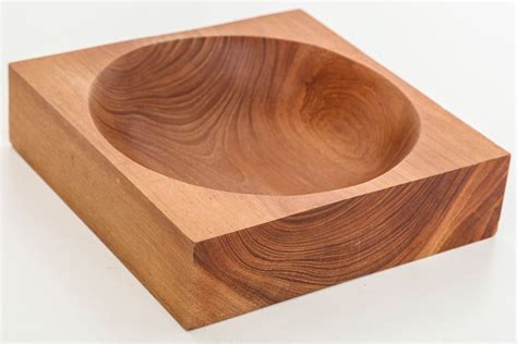 Square Wooden Bowl With Round Center Wooden Bowls Wood Carving