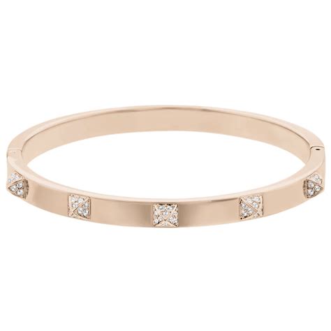 Swarovski Tactic Medium Bangle Bracelet White And Rose Gold Tone