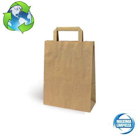 Bolsa papel kraft 26 17X27 asa plana 25 uds Máxima limpieza