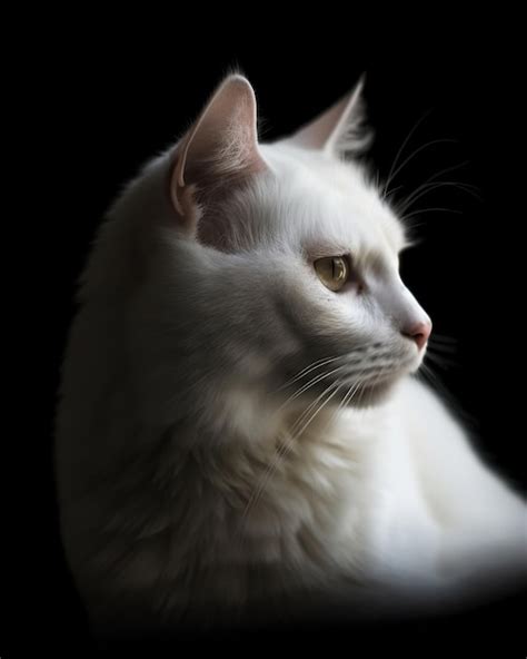 Premium AI Image | A white cat on a black background