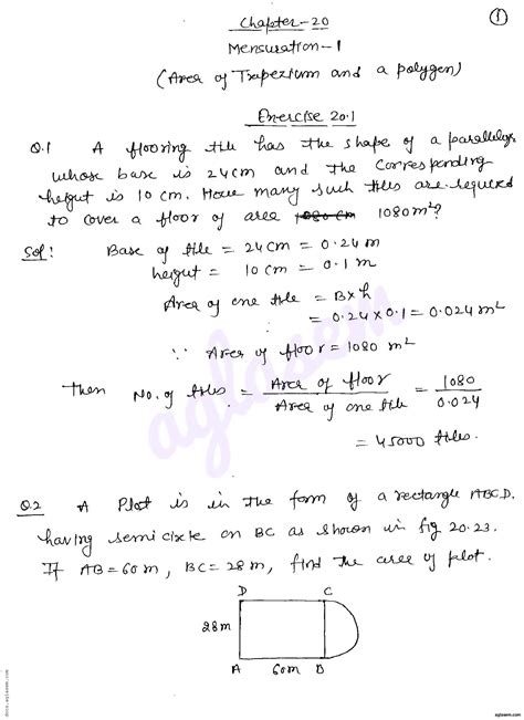 Rd Sharma Solutions Class Chapter Mensuration I Area Of A