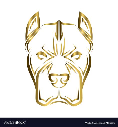 Gold Line Art Pitbull Dog Head Good Use Royalty Free Vector