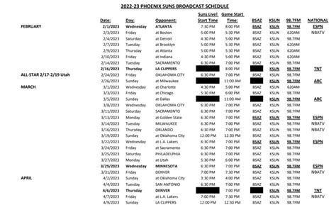 Phoenix Suns Announce Broadcast Schedule; 34 Games Shown Nationally ...