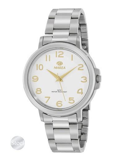 Reloj Marea De Acero Para Hombre Con Esfera Blanca Y N Meros Dorados