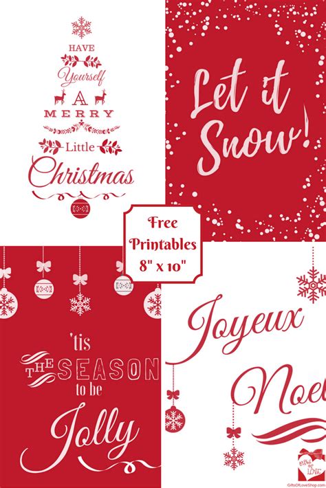 Free Christmas Printables Red White Prints Gifts Of Love Free