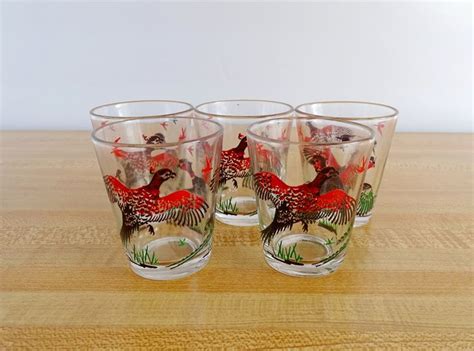 Pheasant Glass Vintage Hazel Atlas Duck Hunting 5 Shot Glasses Etsy Duck Hunting Hunting