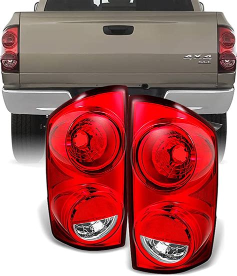 Akkon For Dodge Ram Truck Red Clear Tail Lights Brake Lamps Driver Left