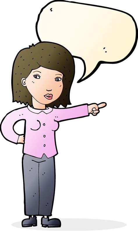 Cartoon Woman Pointing With Speech Bubble 12312316 Vector Art At Vecteezy