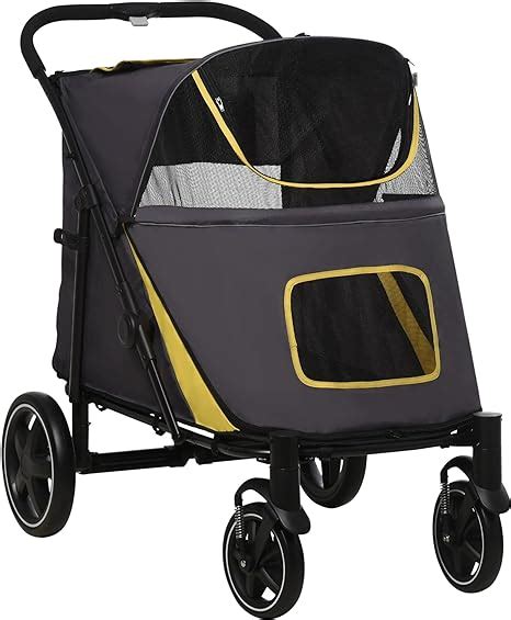 Pawhut Dog Pram Dog Stroller Pet Pushchair With Adjustable Canopy For