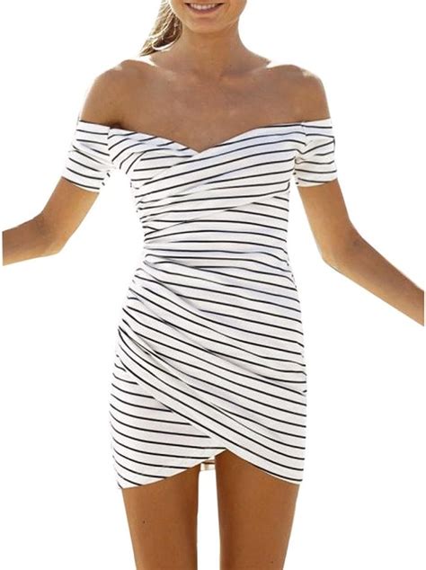 Sexy Schulterfrei Minikleid Goosun Mode V Ausschnitt Bodycon Kurzarm