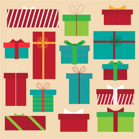 Pack De Regalos De Navidad Vector Premium