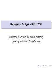 Master Slides 126 Pdf Regression Analysis PSTAT 126 Department Of