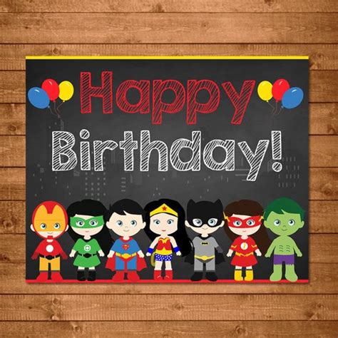 Girls And Boys Superhero Birthday Sign Chalkboard Superhero Etsy