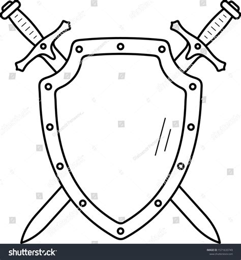 Crossed Swords And Shield Outline