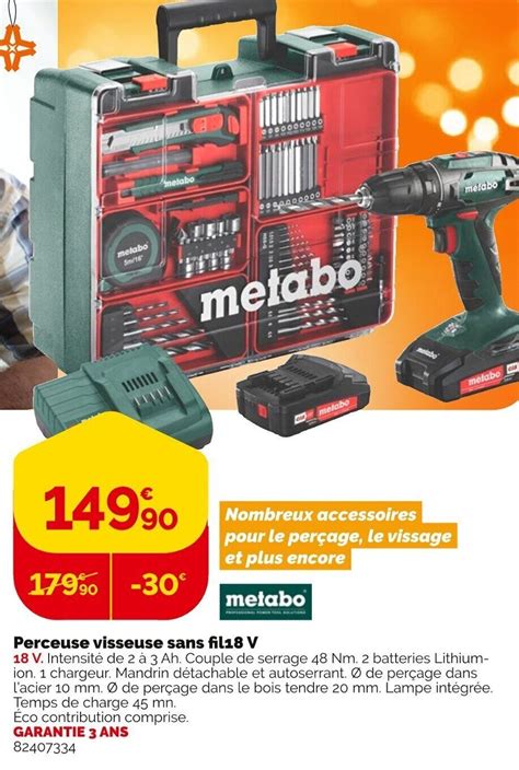 Promo Perceuse Visseuse Sans Fil18 V Chez Weldom