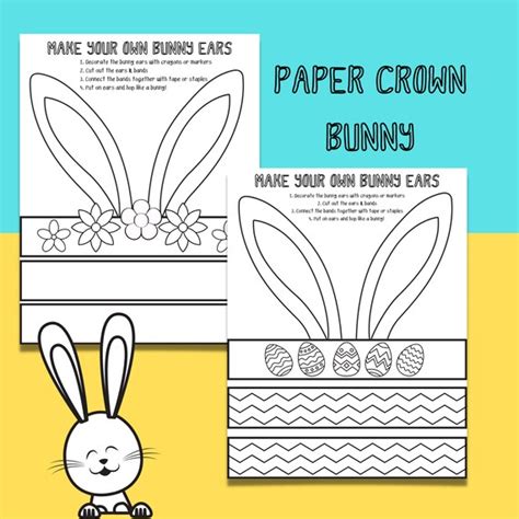 Easter Bunny Paper Crown Printable Easter Craft Bunny Ears Etsy