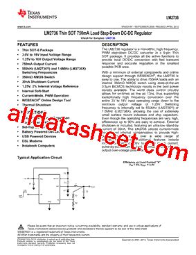 LM2736XMK NOPB Datasheet PDF Texas Instruments