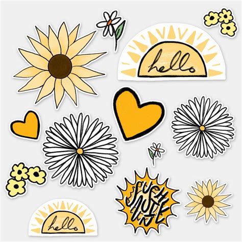 Yellow Sunshine And Flowers Sticker Pack Zazzle Unique Sticker