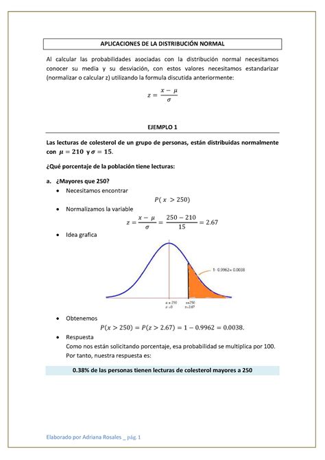 Distribución Normal 2 tarea APLICACIONES DE LA DISTRIBUCIN NORMAL