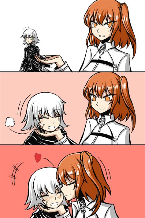 Safebooru 2girls Bandage Bandaged Arm Bandages Black Cloak Blush Chaldea Uniform Cheek Kiss