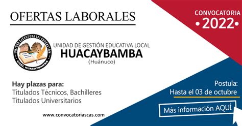 Convocatoria Ugel Huacaybamba Cas Plazas Administraci N